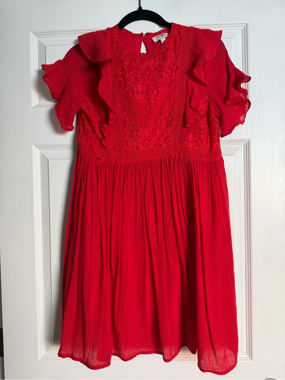 Red Lace Ruffle Dress